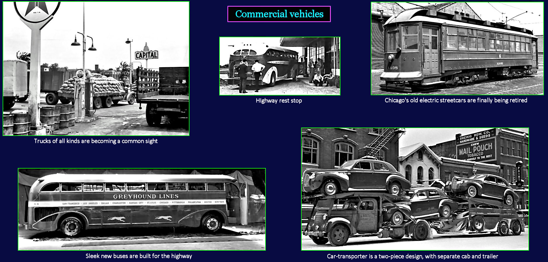 Trucks, busses, 1940s